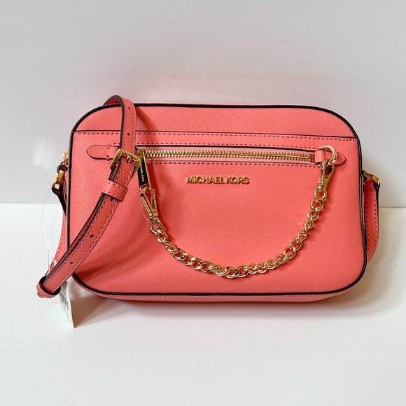 Michael Kors Jet Set Item Chain Crossbody Shoulder Bag Grapefruit Pink - Picture 1 of 7